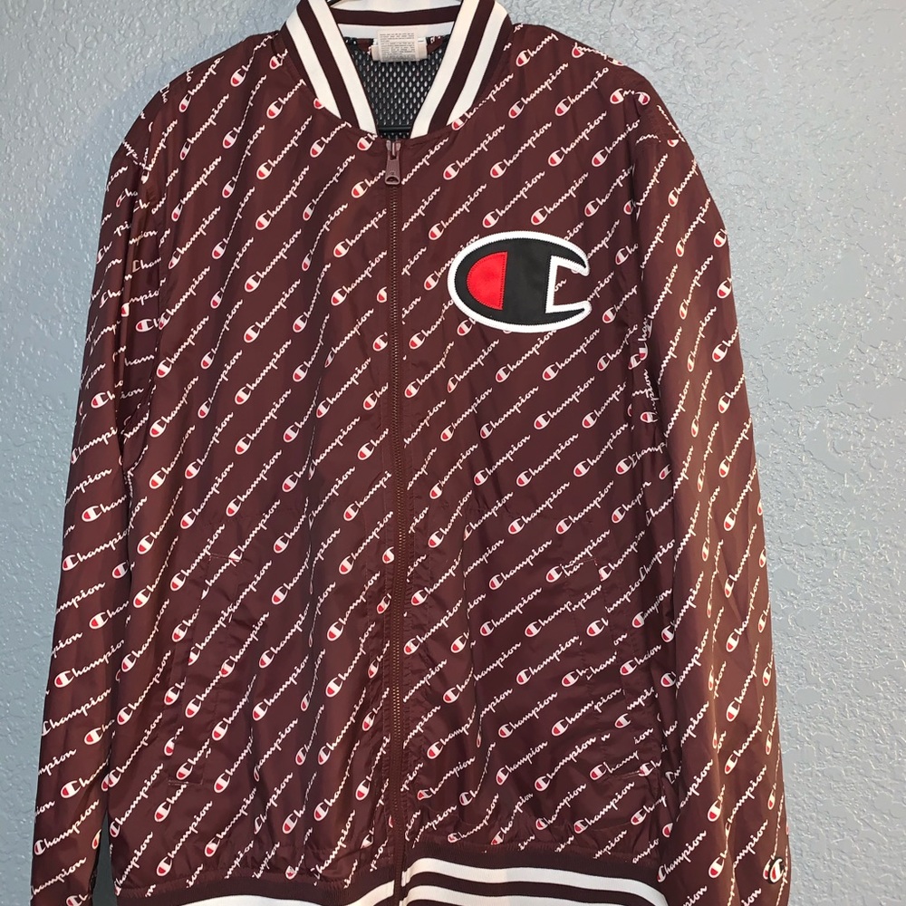 Maroon CHAMPION logo print jacket